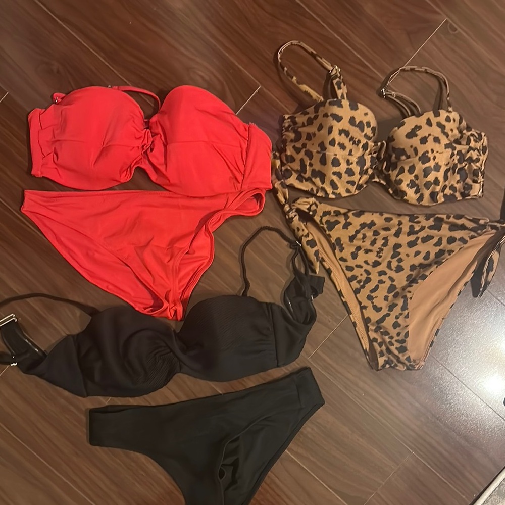 H& M Red, Leopard & Black Print Bikini Bundle